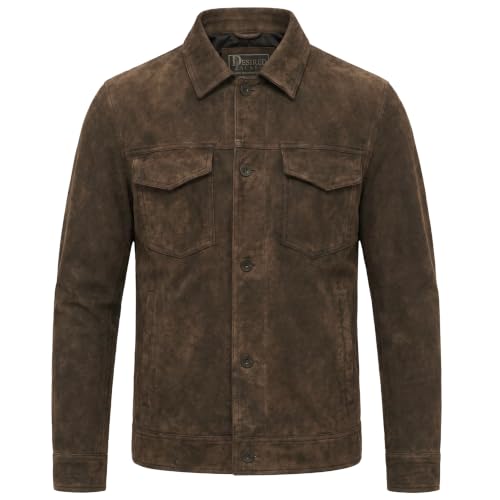 Image of Men's Suede Leather Jacket Real Lambskin Suede Casual Leather Jackets For Men Suede Trucker Coat for Mens