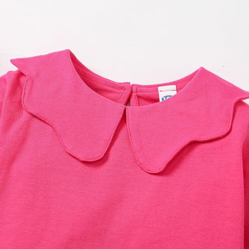 Image of 12M-14Y Toddler Baby Girls Peter Pan Collar Blouse Kids Girl Solid Color Puff Sleeve T-Shirts Casual Tee Tops