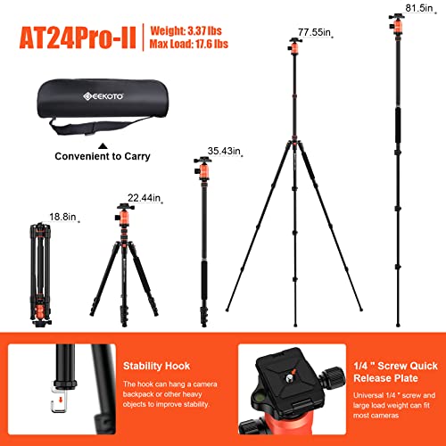 [Upgrade Version] Geekoto 77'' Tripod, Aluminum Camera Tripod Monopod, Foldable Dslr Tripod For Travel, Compact Tripod With 360 Panorama Ball Head Quick Release Plate For Travel And Work #TOP1
