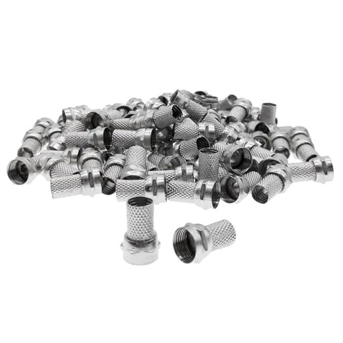 Conector tipo F para cable coaxial 75-5 con sistema giratorio a tornillo, pack de 10 unidades