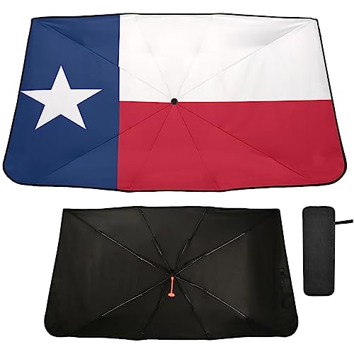 Oarencol Texas State Flag Windshield Sun Shade Umbrella Foldable Car Front Window Sunshade Blocks UV Rays Heat Keep Vehicle Cool (55" x 27.5")
