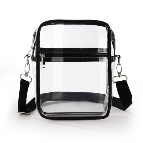 Clear Crossbody Purse Bag, Men and Women Clear Bag Stadium Approved with Front Pocket for Concerts Sports Festival