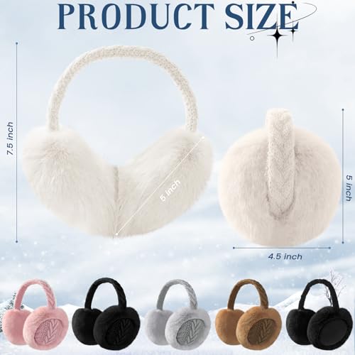 Pleneal Ear Muffs for Winter Women, Foldable Earmuffs Faux Fur Warm Ear Warmers for Women, Outdoor Cute Ear Covers for Girls