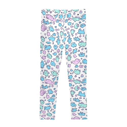 ZZKKO Girls Leggings Cute Dinosaur Cartoon Abstract Toddler Girls Clothes Leggings for Girl Toddler Girl Trousers2