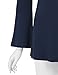 Made By Johnny MBJ WT1055 Womens V Neck Long Bell Sleeves Pullover Tunic Top XL Navy