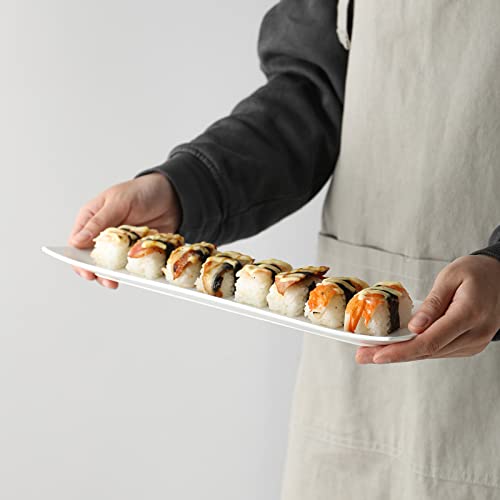 Dowan 14" Serving Platters, Sushi Plate Set Of 4, Ceramic Platters For Party, White Rectangle Charcuterie Platters, Serving Tray For Entertaining, Cheese, Cookie, Dishwasher & Oven Safe #TOP3
