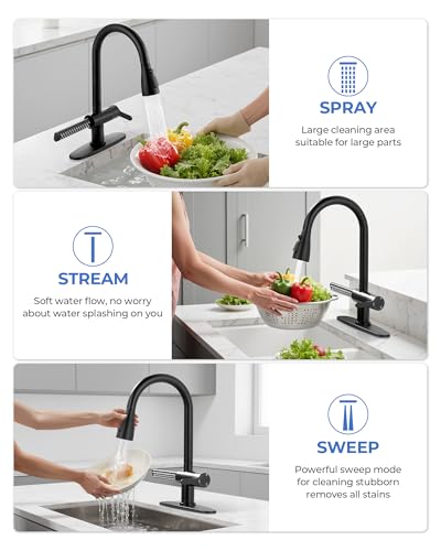 ARCORA Waterfall Kitchen Faucet with Pull Down Sprayer, Matte Black - image 5