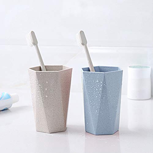 Bathroom Toothbrush Holders Cup 2 PCS - Eco Friendly Healthy Wheat Straw Biodegradable Material Mug