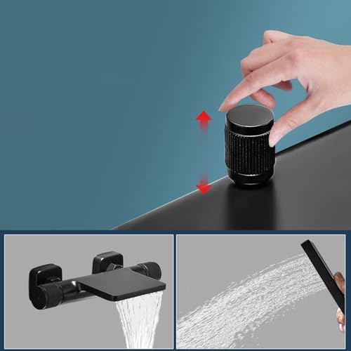 Robinet de bain cascade doré en laiton chic avec sa douchette - 7