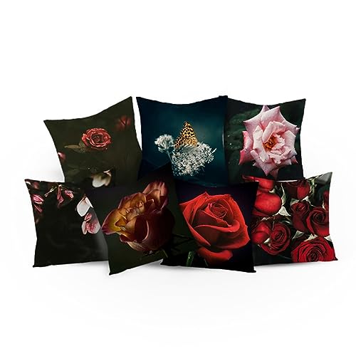 Housse de coussin chaise de salon en lin avec fleur colorée pour lit 45x45