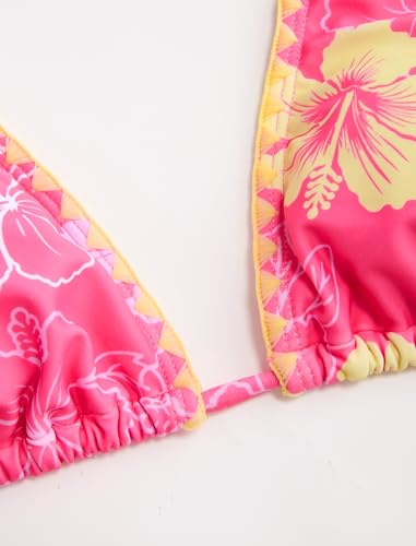 Image of ZAFUL Women Halter Dual Straps Whip Stitch Floral Triangle Bikini Swimsuits