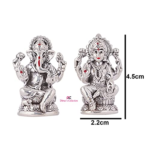 DHRUVS COLLECTION 999 Hallmarked Pure Silver Laxmi Ganesh Murti/Idols Set for Temple/Mandir Decor & Gifting Purpose