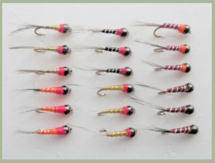 18 BARBLESS Perdigon Nymph - Tungsten, Mixed Colours Sizes 10/12/14, Grayling Flies, For Fly Fishing (10) (12)