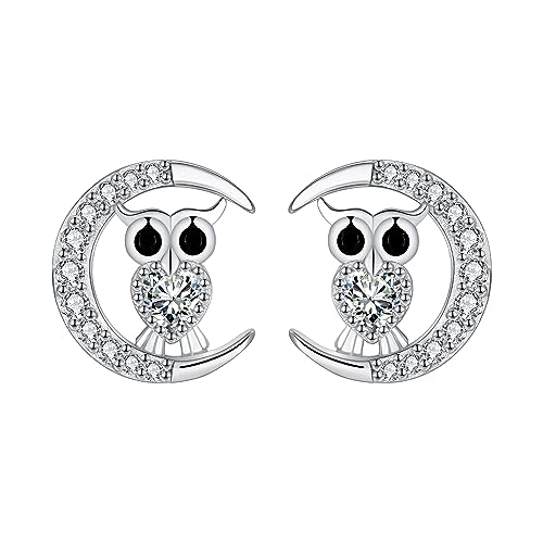 J.MOULING Boucles d'oreilles Hibou en Argent Sterling 925