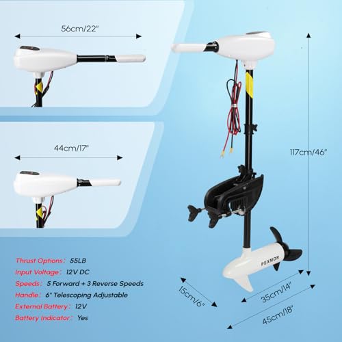 image for PEXMOR 8 Speed Electric Trolling Motor, Electric Outboard Boat Motor w