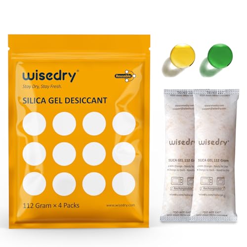 Image of wisedry 112 Gram [4 Packs] Silica Gel Desiccant Packs for Larger Container Desiccant Bags with Orange Indicating Beads for 3D Printer Filament Gun Safe Camera Electronics Equipment Food Grade