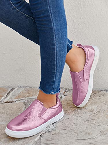 Eileency Boys Girls Shoes Glitter Loafers Kids Slip On Walking Casual Sneakers Pink #TOP5