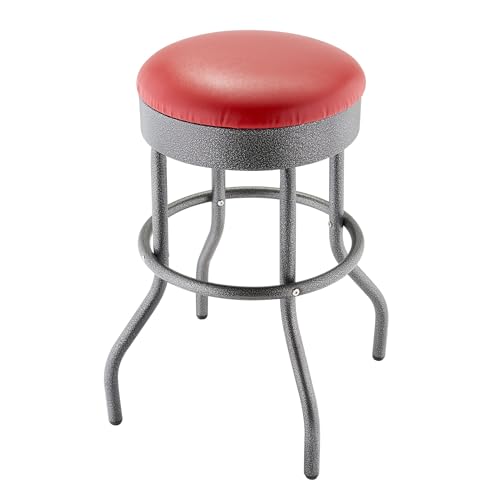 Butaco giratorio de 25 pulgadas de cuero sintético TRINITY para barra de cocina, isla y bar, acabado negro antracita, rojo, juego de 2 miniatura 5