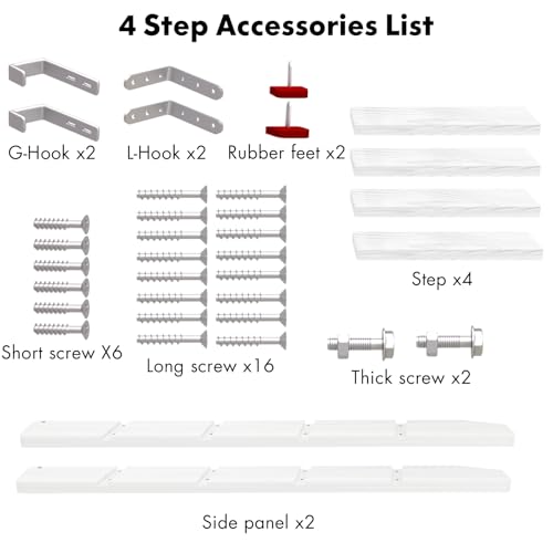 Image of 50 inch 55 inch 60 inch White Wood Bunk Bed Ladder, Lofted /Dorm /RV Bed Bunkbed Ladders with 4in Extra Wide Steps and Non-Slip Pads, Replacement Wooden Ladder for Motorhome /Camping (White, 50in /127cm)