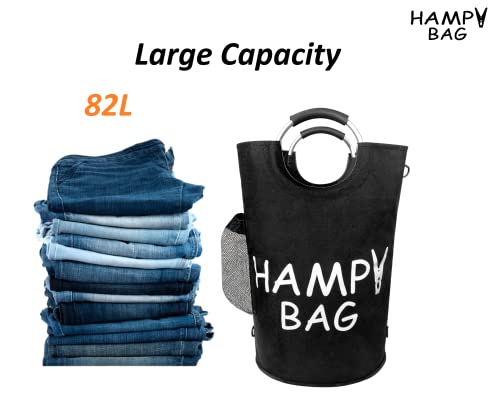 Laundry Bag Large 82L, Collapsible Laundry Basket With Aluminum Handles, Foldable Laundry Hamper, Hampy Bag, Easy Carry Bags, Folding Washing Bin, Clothes Bag, (Black, L) - 2023 #TOP7