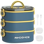Lunch Box, Stackable 3 Layers Containers, Portable 98OZ Large Capacity Leakproof Bento Box with Spoon & Fork & Sauce Boxes, Microwave Safe Lunch Box for Kids and Adults