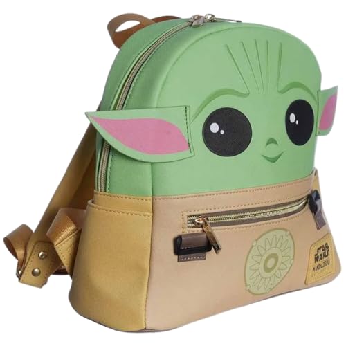 Zona Criativa, Baby Yoda Mochila Mochilinha Bolsa Com 6 Compartimentos + Bolsinha Oficial Star Wars