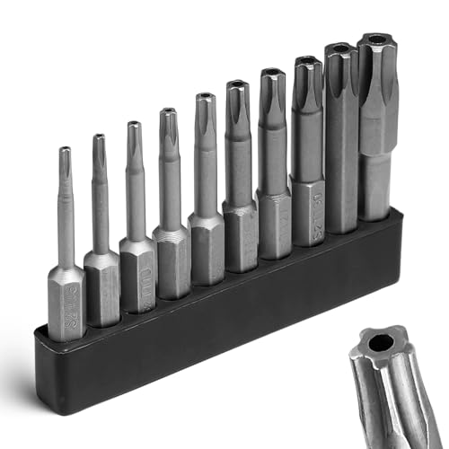 LMXMGRG 5 Point Torx Plus Bit Set 10pcs Tamper-Proof Security Bits Safety Torx Bit Set S2 Alloy Steel (50mm) TT8-TT45