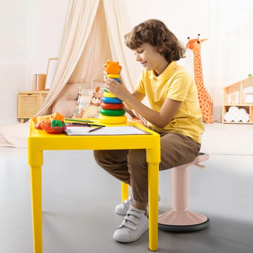 Image of Giantex Wobble Stools for Classroom Seating, 24 inch Wiggle Stool with Adjustable Height, Sitting Balance Chair for School Active Learning, Office Stand Up, Flexible Seating Wobble Chair (Peach Pink)