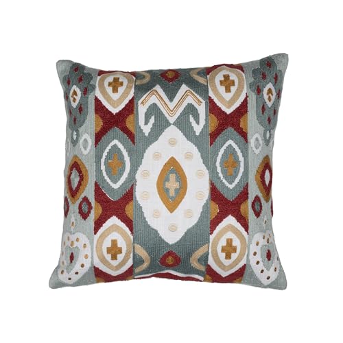 Image of Wakefit Designer Cushion Cover | 16x16 inch | Heavy Embroidery | Premium Cotton Fabric on Front & Back | Pack of 1 | Abstract Aura
