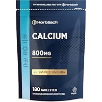 Calcium Hochdosiert Tabletten 800mg | aus Kalzium carbonat pro Tagesdosis | 180 Vegane Stück | Calziumtabletten | Horbaach