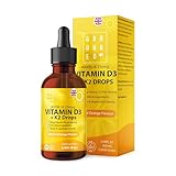 Grounded Vitamin D3 + K2 Liquid Drops 50ml | High Strength 4,000iu D3 with 25mcg K2 Formula | Natural Orange Flavour with 2000 Drops per Bottle | for Bones, Muscle & Immune Function | UK Made