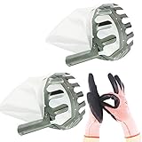 TIHOOD 2PCS Fruit Picker Head Basket with 1 Pair Garden Gloves/Fruit Picking Tools, Fruits Catcher for Harvest Picking Apple Citrus Pear Peach, etc (2 xFruits Picking Tool & 1 Pair Gloves)