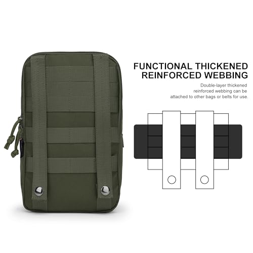 Mardingtop Tactical riñoneras, riñonera riñonera compacta MOLLE Bag Bolsa para teléfono móvil Accesorios para Mochilas Juego de Herramientas Multifuncional para Acampar al Aire Libre (Verde Militar) - imagen 5