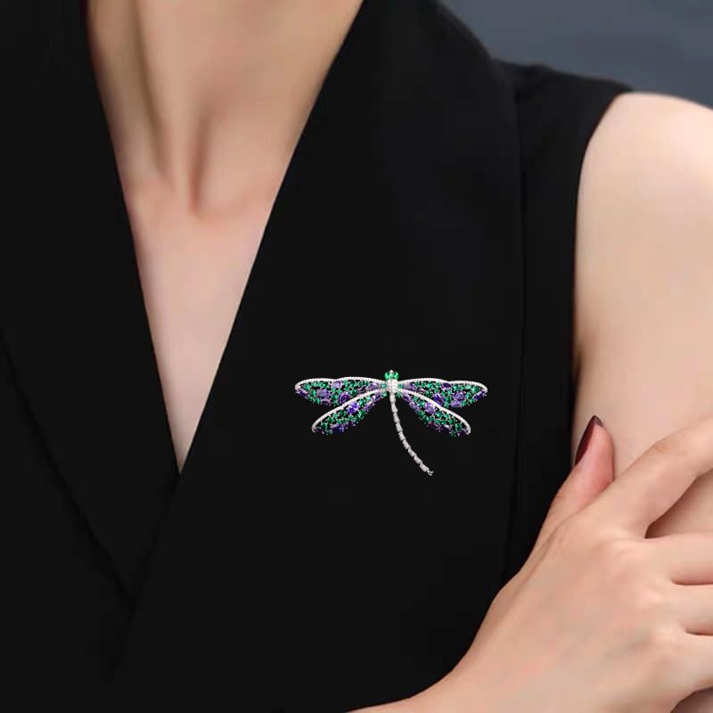 Image of Dragonfly Brooches for Women Crystal Rhinestone Lapel Pin for Men Vintage Insect Jewelry Dress Blazer Jacket Accessories Holiday Birthday Gifts