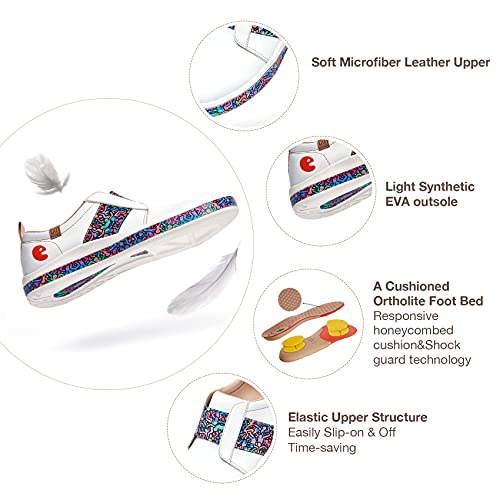 UIN Women's Fashion Sneakers Lightweight Walking Casual Slip Ons Art Painted Athletic Travel Skate Shoes Las Ramblas3