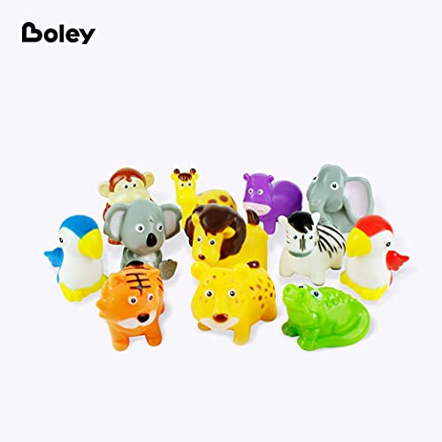 image for Boley Safari Animals Bath Toy Bucket - 12 Pc Set of Pool & Bath Toys f