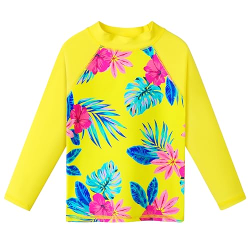 Image of BAOHULU Girls Rash Guard Swimsuit 2 Pieces Long Sleeve Bathing Suit UPF 50+ Quick Dry Beach Swimwear Size 3-14 Years