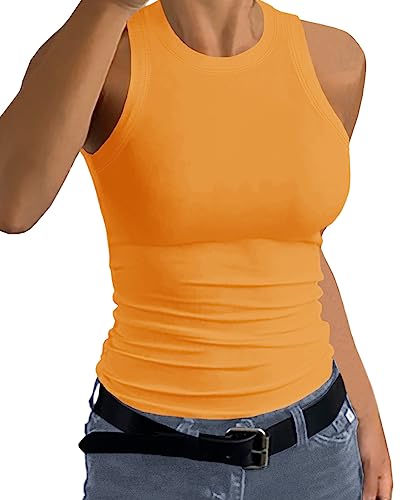 Afibi Women Tank Tops Summer Sleeveless Basic Cami Shirt Slim Knit Ribbed Racerback Blouses2