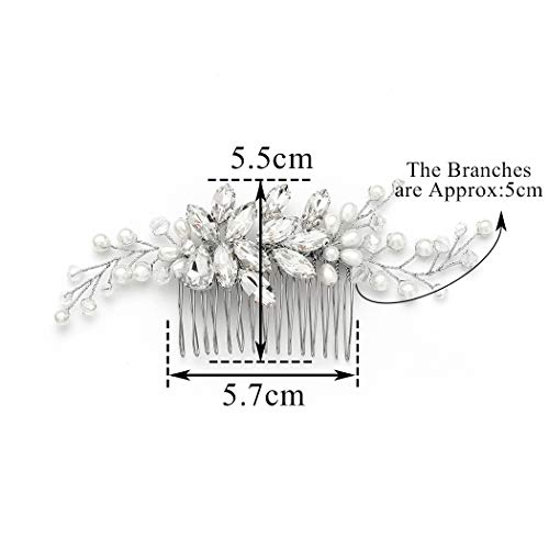Gorais Crystal Bride Wedding Hair Comb Pearl Bridal Hair Pieces Rhinestone Hair Accessories For Women And Girls (A-Silver) #TOP4