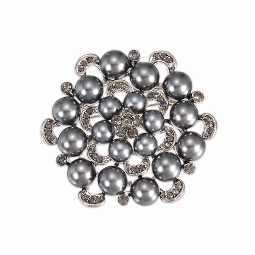 Broche florale élégante en strass et perles, l'idée cadeau idéale pour femme