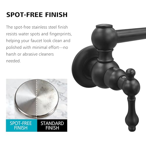 Dopukie Pot Filler Faucet Wall Mount Over Stove with 23" Extended Reach — view 6