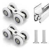 ROLKUFA 2 Laufrollen für Schiebetüren aus Aluminium und Nylon, leise gleitend, für Duschkabinen und Glastüren, belastbar bis 60 kg, 20 mm, Silber
