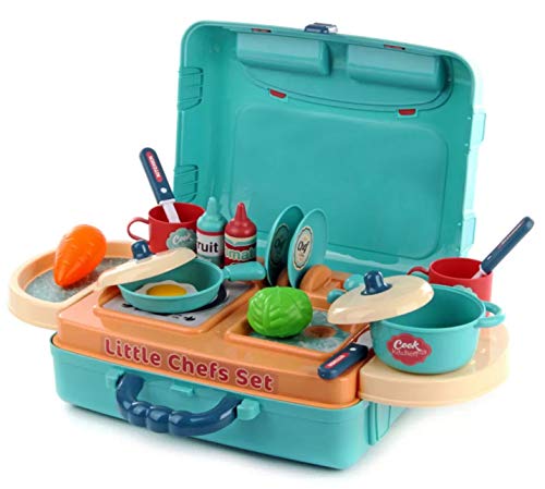 Image of Magicwand ABS Plastic Pretend Play Carry Along 3-in-1 Kitchen Set Box Case【21 Pcs】【(Green】【3 Yrs & Up】【Pack of 1 】【Multi-Colored】
