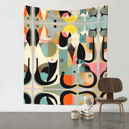 Tapisserie imprimée chat moderne pour pique-nique et décoration dortoir