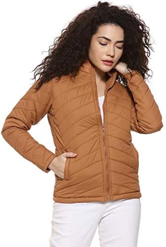 Campus SutraWomen's Puffer Regular Fit Bomber Jacket for Winter Wear | Standing Collar | Full Sleeve | Zipper | Casual Jacket for Woman & Girl | Western Stylish Jacket for Women