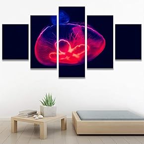 SIGNWIN 5 Panel Canvas Wall Art Neon Clouds...