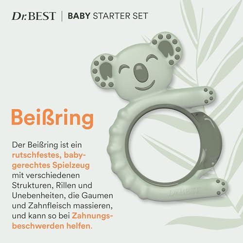Dr.BEST Baby Starter Set: Beißring und Lernzahnbürste für Babys ab 3 Monate, Beißring gegen Zahnungsbeschwerden, Lernzahnbürste für die schonende Gewöhnung an das Zähneputzen, 1 Stück