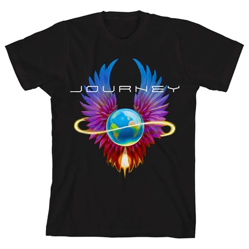 Journey Globe with Wings Crew Neck Short Sleeve Boy's Black T-Shirt
