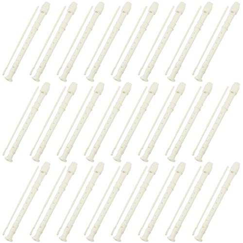 JAPCHET 24 Pack 12 Inch 8 Hole Soprano Recorders, German Style Descant Soprano Recorder, Plastic Descant Flute with Cleaning Rod & Storage Bag, for Graduation, Show, Gift White