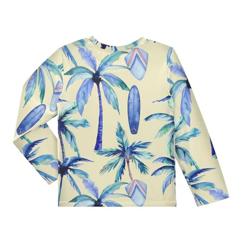 Surfboard Palm Beige Boy's Rash Guard Swim Shirt Long Sleeve Sun Shirt for Kids Toddler UPF50+2